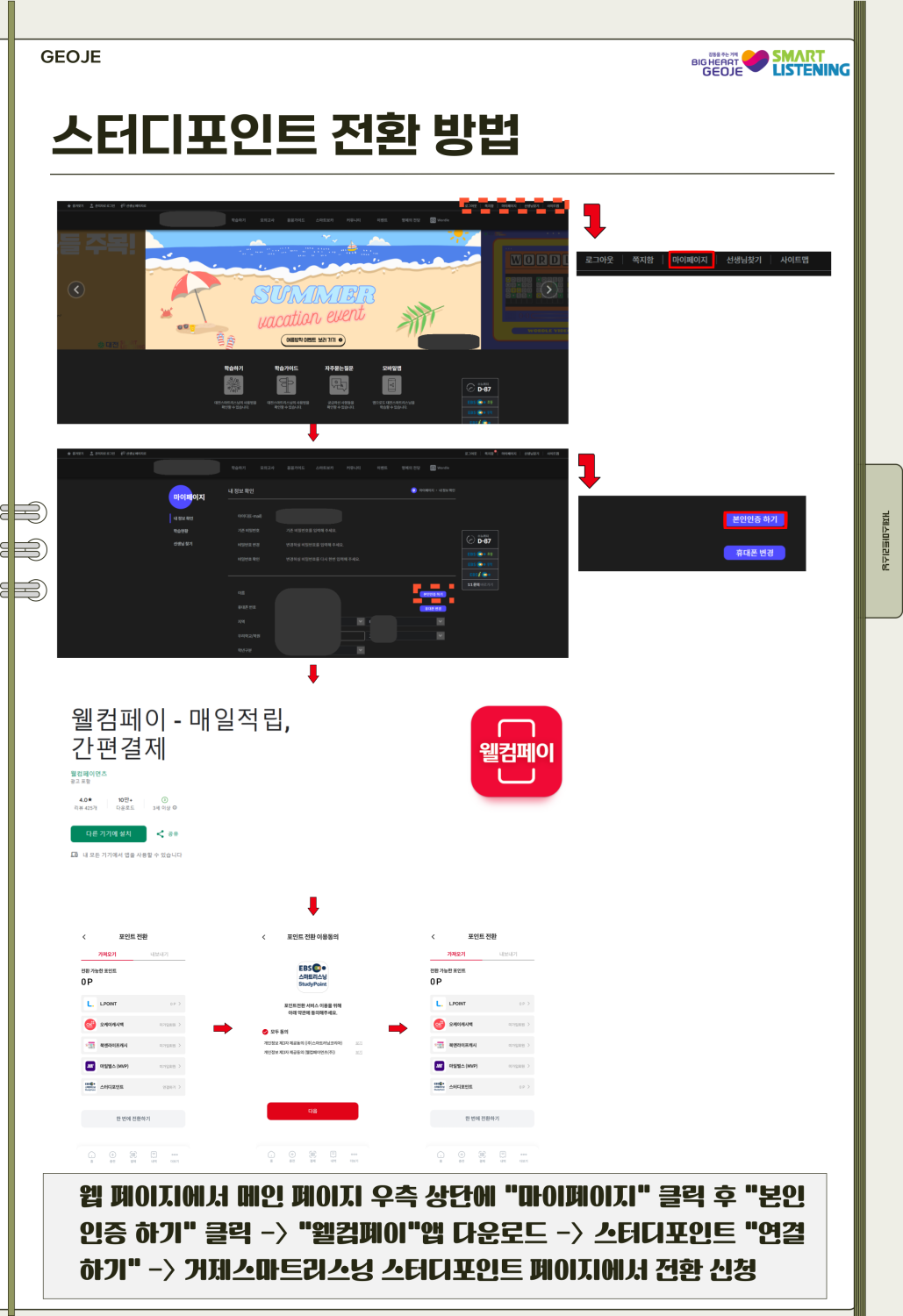 스터디포인트 전환 방법 안내판
